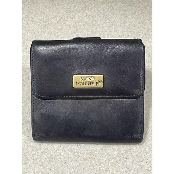 Vintage Stone Mountain Small Brown Leather Tri-fold Wallet Cardholder - Picture 1 of 10